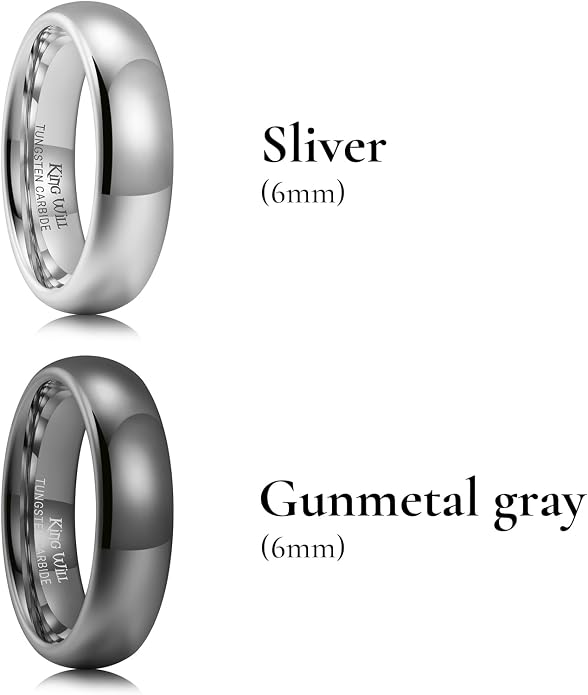 King Will Tungsten Carbide Wedding Band for Men Women Promise Rings for Couples Domed High Polish