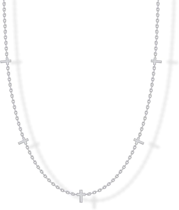 PAVOI 14K Gold Plated Dainty Chain Necklaces for Women - Station Small Motif Pendant Gold Jewelry Gifts - Valentines Day Trendy Heart, Bow, Cross Necklace for Women - Valentines Day Trendy Jewelry