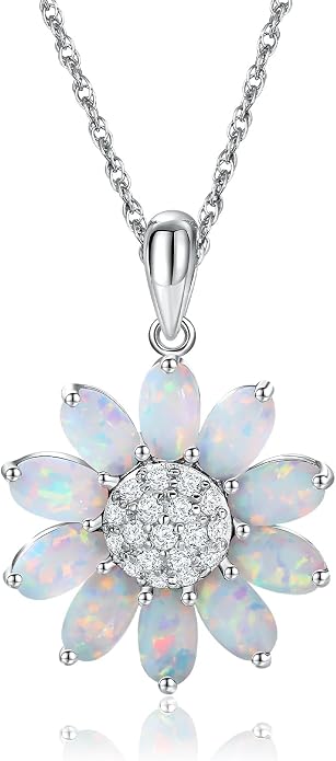 Dainty Sunflower Necklace 925 Sterling Silver Flower Pendant Necklaces for Women Birthstone Anniversary Jewelry