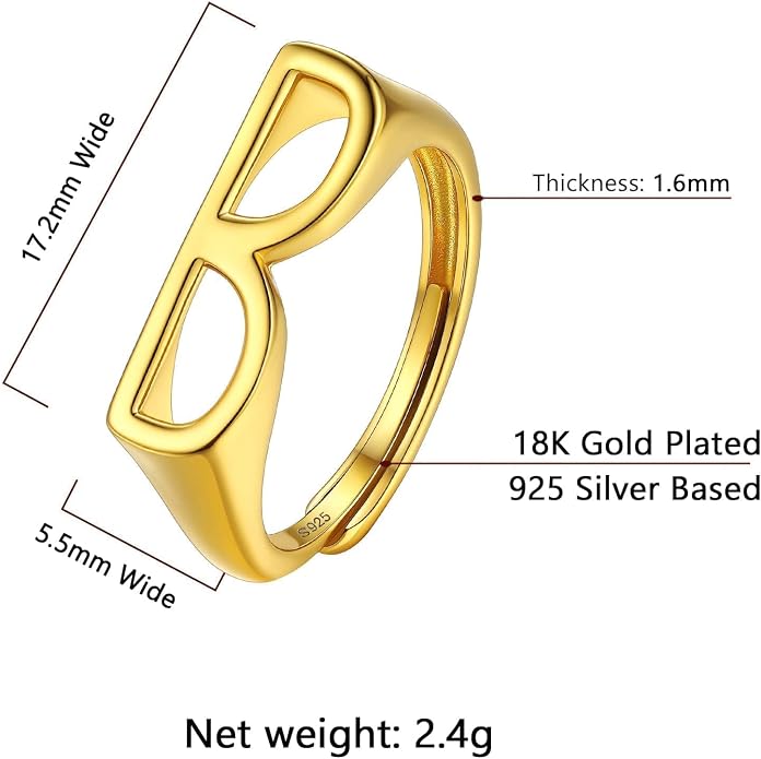 SILVERCUTE 925 Sterling Silver Initial Rings for Women,Adjustable Capital Letter Ring Hypoallergenic,Minimalist 925 Silver Rings for Mother Daughter