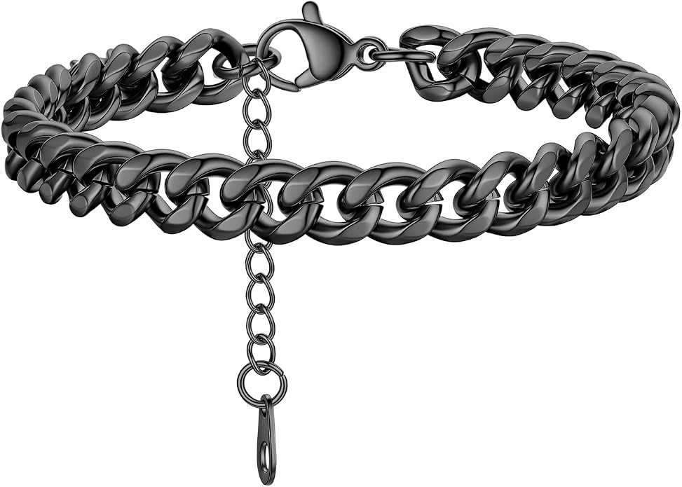PROSTEEL Stainless Steel Bracelets for Men Women, Gold/Silver/Black, Cuban Link Bracelet Adjustable, Jewelry with Gift Box