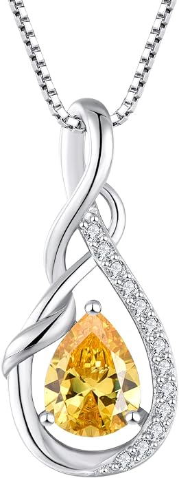 STARCHENIE Infinity Teardrop Pendant Necklace for Women 925 Sterling Silver Birthstone Jewelry