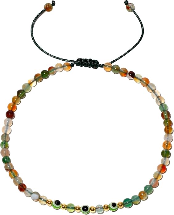 Evil Eye Ankle Bracelets for Women Beads Anklets Beach Accessiory Gemstone Healing Crystal Adjustable