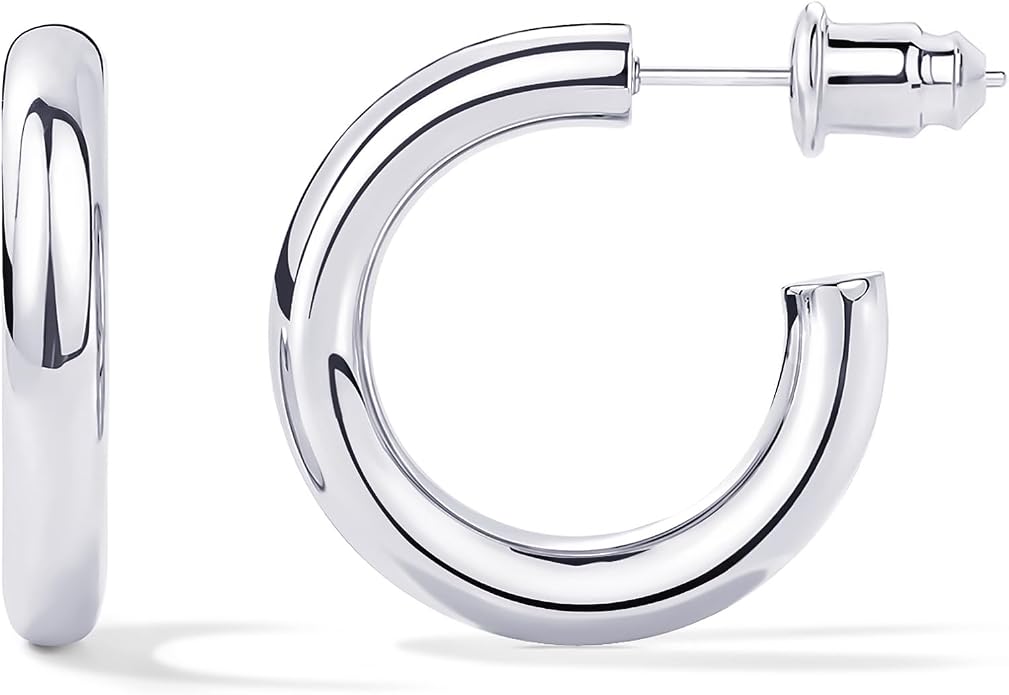 14K Gold-Plated, Lightweight, Open Hoop Earrings For Women