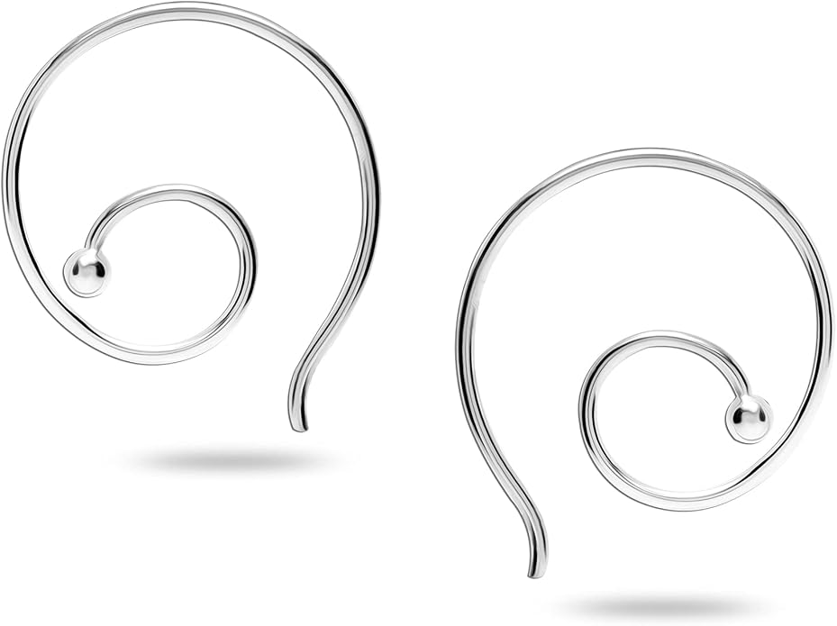 LeCalla 925 Sterling Silver Threader Earrings for Women | Handmade Wire Boho Hoops & Drop Earrings in Spiral, Heart, Bar Designs | Lightweight Pull Through Earring Jewelry Gift for Birthday, Anniversary