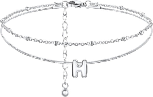 ChainsProMax Initial Ankle Bracelets for Women, Waterproof Anklets Bracelet Adjustable Summer Beach Women Foot Jewelry, Stainless Steel/Gold Plated-Send Gift Box/Letter A-Z