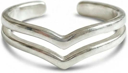 Sterling Silver Toe Ring, Handmade Adjustable Open Band, Minimalist Dainty Summer Beach Foot Jewelry for Women, Can Be Worn as Knuckle or Pinky Ring