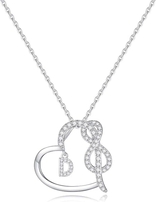 Infinity Heart Necklaces for Women, S925 Sterling Silver Initial Necklace Womens Jewelry Mothers Day Gifts Girls Valentines Gifts for Her Christmas Birthday Gifts for Women Mom Wife Girlfriend
