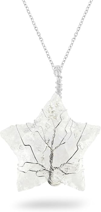 Silver Plated Wire Wrapped Pendant Necklace, Sea Glass Stones, Handmade Jewelry, Healing Crystals, Hammered Pendant, Birthday Gift for Women, Adjustable Chain 16+2inch