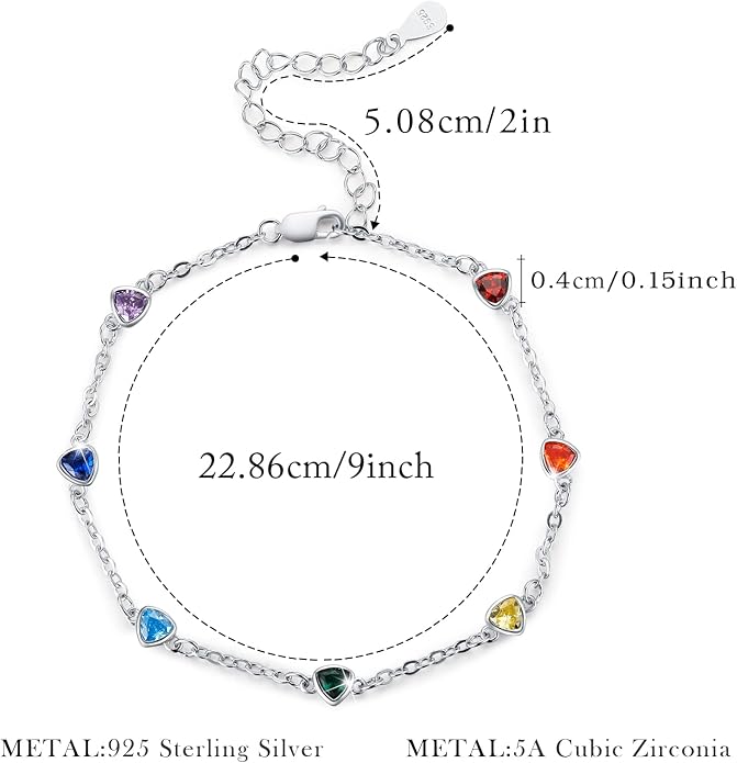 MEDWISE Sterling Silver Chakra Anklet 7 Chakra Beach Anklet Bracelet Link Chain Ankle Bracelet Gift for Women