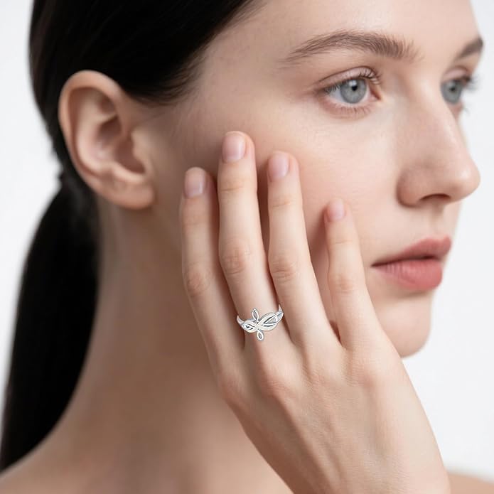 Opal Ring for Women 925 Sterling Sliver Opal Infinity Ring Jewelry Birthday Gifts for Women Girlfriend Mom Wife Her
