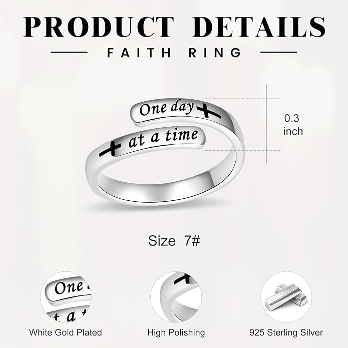 BEILIN 925 Sterling Silver Inspirational Jewelry Rings Adjustable Ring Personality Encouragement Gift for Teens Women