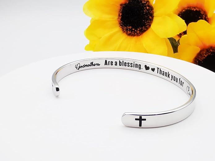 Dczosily Inspirational Bracelets for Women Stainless Steel Cuff Bracelet Engraved Jewelry Motivational Bangles Personalized Gifts for Best Friend/Mom