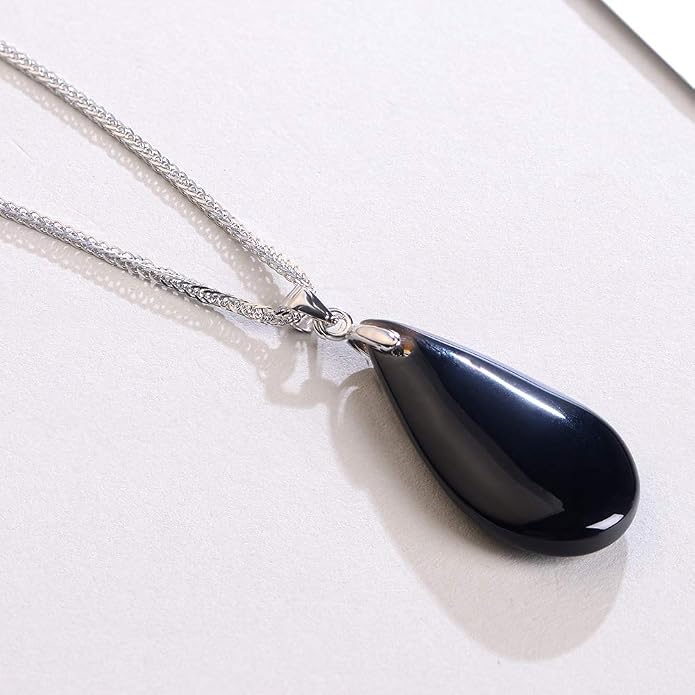 iSTONE 925 Sterling Silver Natural Crytral for Womens Pendant Necklace, Gemstone Birthstone with 17.8" Silver Chain Ladies