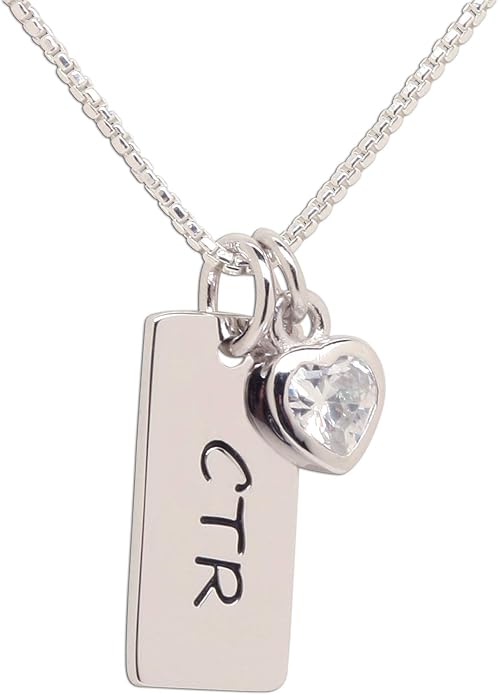 Cherished Moments Girl's .925 Sterling Silver CTR Bar Necklace with Simulated Birthstone Heart Charm