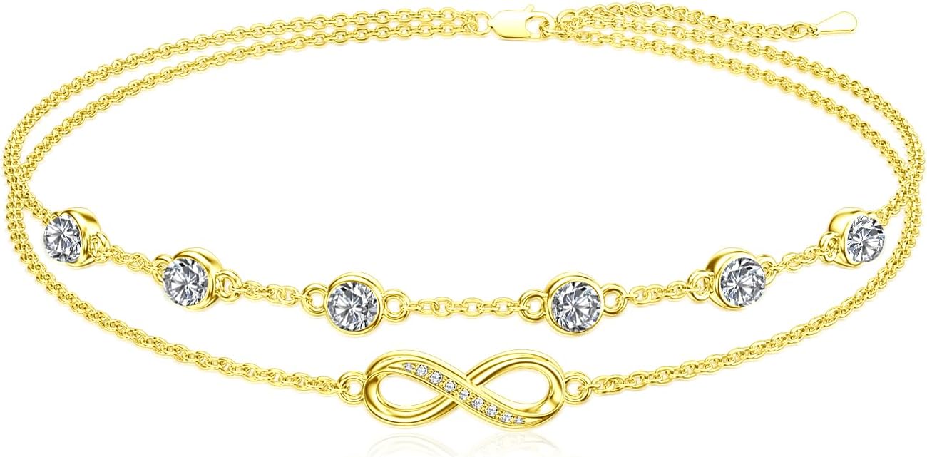 Dorunmo Anklet Bracelets For Women 925 Sterling Silver Birthstone/Infinity/Butterfly/Evil Eye/Turtle/Pineapple/Starfish/Heart Anklets Bracelets Jewelry Gifts for Women