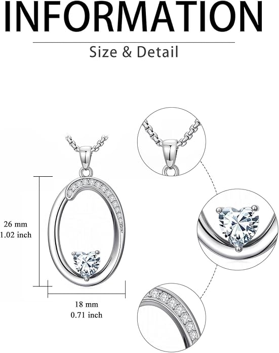 Birthday Gifts for Women Alphabet A to Z Initial Birthstone Pendant Necklaces for Women - 18k White Gold Plated Personalized Name Jewelry Anniversary Graduation Gifts for Wife Her Daughter Girlfriend(with Gift Box)