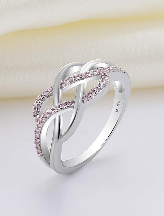 YL Celtic Knot Rings 925 Sterling Silver Twisted Knot Ring Birthstone Infinity Statement Jewelry for Women-size5