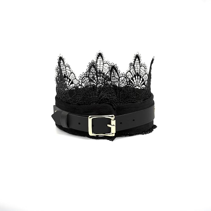 SMspade Leather Choker Collar Black Lace Chokers Set for Men Women Girls