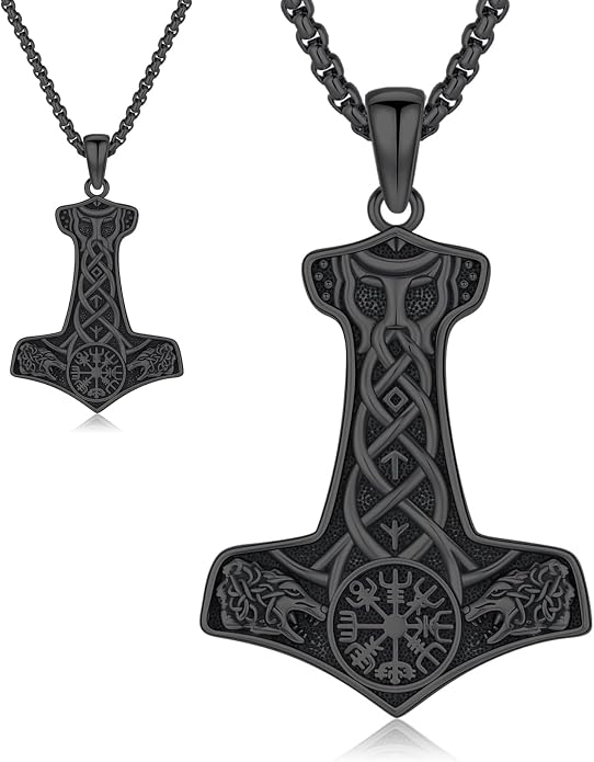 Viking Thor's Hammer Necklace for Men Women, S925 Sterling Silver Vintage Norse Talisman Mjolnir Necklace Amulet Pendant Jewelry Gifts with Sturdy Box Chain