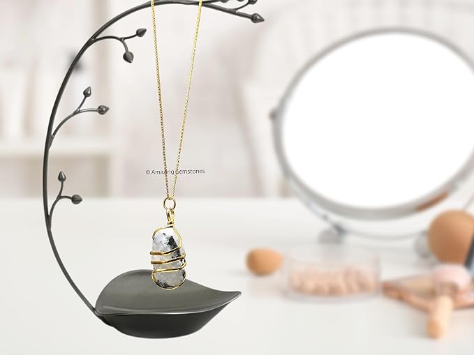 Amazing Gemstone Rainbow Moonstone Crystal Necklace for Women - Premium Raw Healing Crystals for Gifts for Mom, Mothers, Teen Girls and Girlfriend