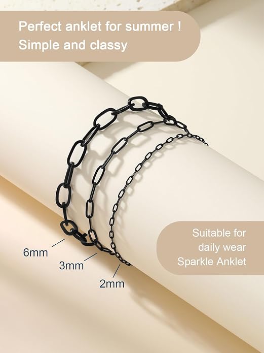 ChainsPro Stainless Steel Waterproof Anklet for Women, Adjustable Non Tarnish Layered Anklets, Trendy Dainty Cuban Link Ankle Bracelet Beach Jewelry Gifts for Swimming & Daily Wear (8.5+2 inches)