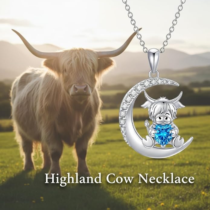 PROESS Animal Birthstone Necklace 925 Sterling Silver Otter/Axolotl/Hippo/Elephant/Dachshund/Monkey/Red Panda Pendant Necklace Animal Birthstone Jewelry Gifts for Women