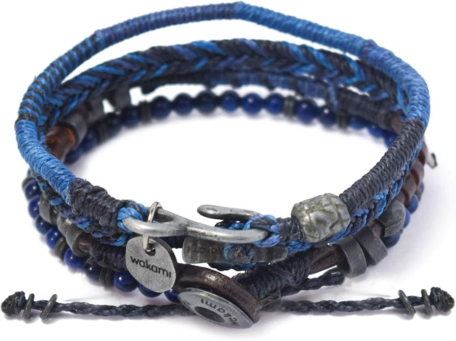 Wakami Earth Charm Bracelet Stack | Braided Beaded Stackable Bracelets for Women | Waterproof Fair Trade Handmade Boho Jewelry for Women and Men