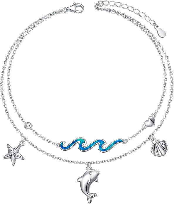 S925 Sterling Silver Ankle Bracelets Butterfly/Evil Eye/Anchor/infinity/Beach Anklet for Women Opal Moonstone Foot Chain Beach Jewelry