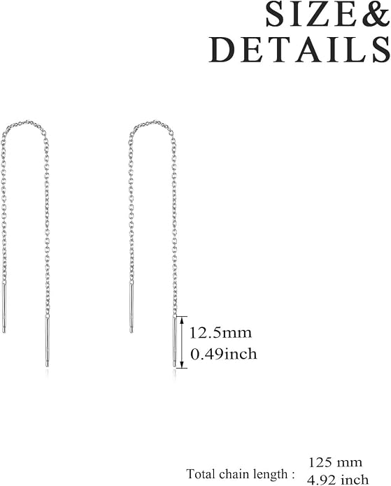 YFN Threader Earrings Sterling Silver Chain -Earrings for Women Dangle Earrings Thread Dangling Threaded Long Chain Earring Nickel Free Hypoallergenic Ear for Women
