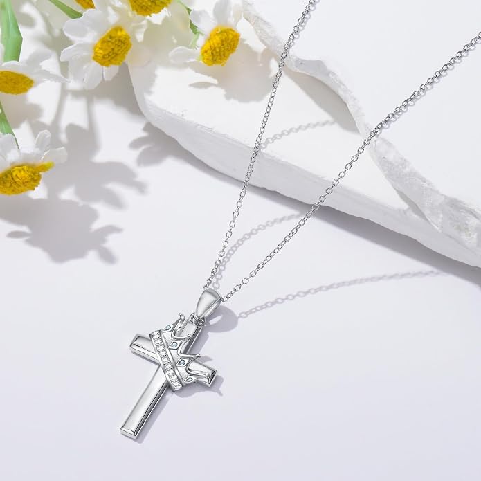 Cross Necklace for Women 925 Sterling Silver Crucifix Pendant Christian Cross Jewelry for Women Men