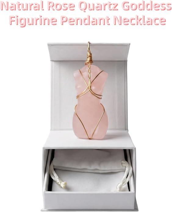 Handcrafted Natural Stone Female Form Pendant Necklace High Color Retention Copper Wire Wrapped Crystal Body Silhouette Jewelry for Women Unique Natural Stone Gift
