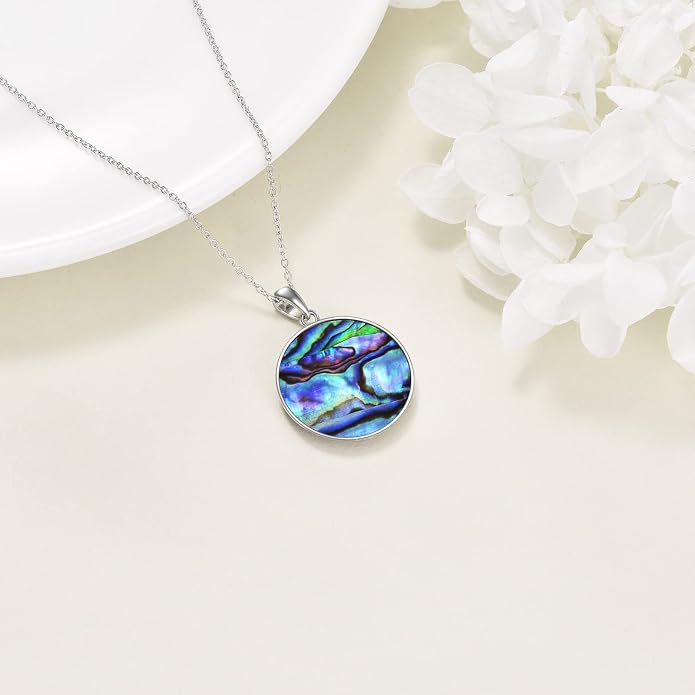 ONEFINITY Tree of Life Necklace for Women Sterling Silver Abalone Shell Crystal Tree of Life Pendant Necklace Family Tree Jewelry for Mom Daughter Sister Girls Christmas Gifts