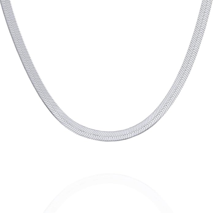 PAVOI 22K Gold Plated Chain Necklace For Women | Italian Solid 925 Sterling Silver Necklace for Men | Cuban Link, Rope, Snake & Rope Diamond-Cut Herringbone | Trendy Unisex Jewelry