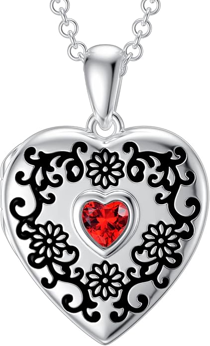 SOULMEET Personalized Silver Locket Necklace That Holds Pictures Photo Keep Someone Near to You, Memorial Custom Lockets Necklaces Letters Engraving for His Her