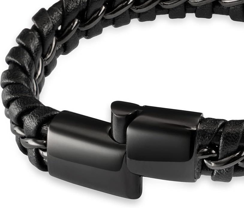 SERASAR Premium Leather Bracelet Men | Stainless Steel Magnetic Clasp | Three Colors | Jewelry Box Included
