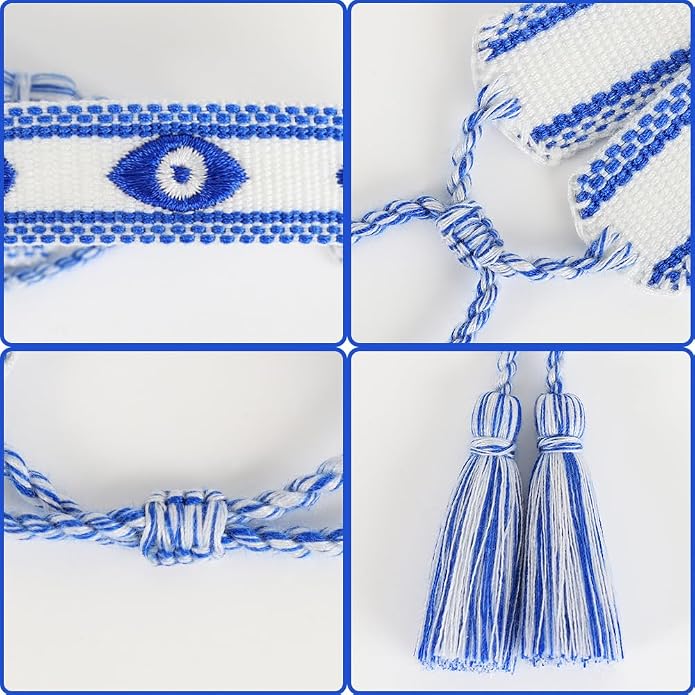 Evil Eye Woven Lover Friendship Bracelets Handmade Adjustable Tassel Friend Gift for Women An Elegant Talisman of Protection and Good Fortune