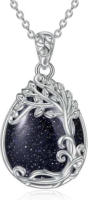 YAFEINI 925 Sterling Silver Moonstone Necklace Filigree Teardrop Pendant Necklace Jewelry for Women Girls