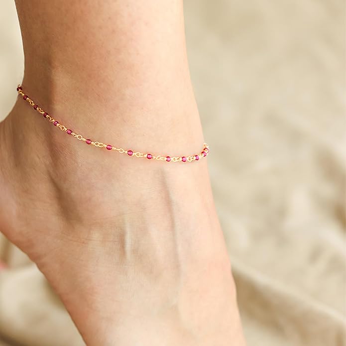 MEVECCO Anklet for Women Gold Chain 14K Gold Plated Dainty Boho Beach Summer Simple Foot Jewelry Ankle Bracelet