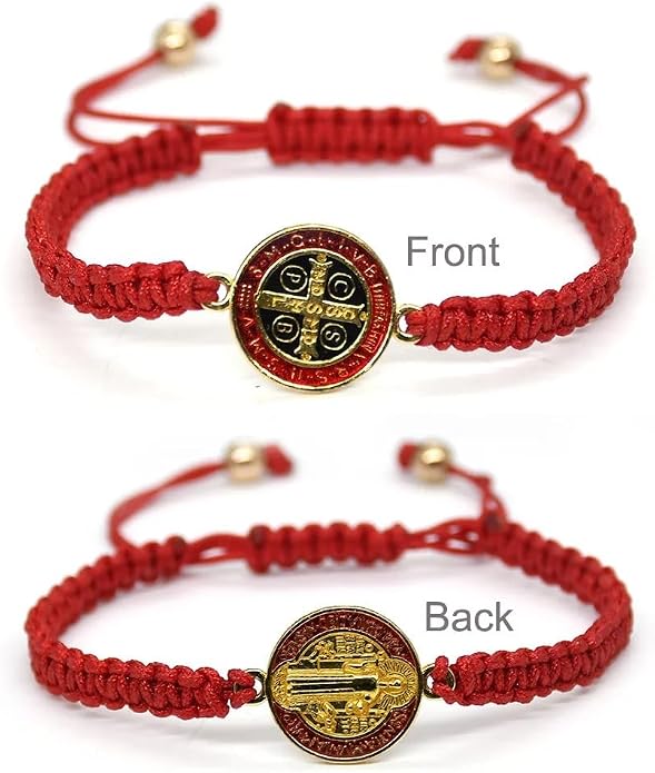 14K Gold Filled San Benito Bracelet For Women And Men, Saint Benedict Medal Bracelet Adjustable String Bracelets Religious, Pulseras De San Benito, Rosario De San Benito