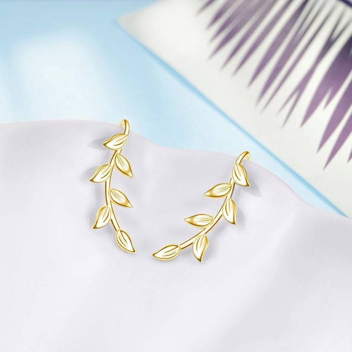 leaf/cherry blossom/purple orchid/celtic knot earrings Ear Climber Crawler Cuff Sterling Silver Wrap Earrings for Women
