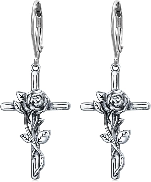 925 Sterling Silver Filigree Dangle Drop Earrings Daisy/Lotus/Rose Flower/Moonstone Leverback Teardrop Earrings for Women Infinity Celtic Knot Daisy Lotus Jewelry for Mothers Day