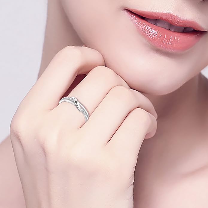 DAOCHONG Inspirational Jewelry Sterling Silver Engraved Believe All Things are Possible Band Ring for Women Girlfriend, Size 5-10