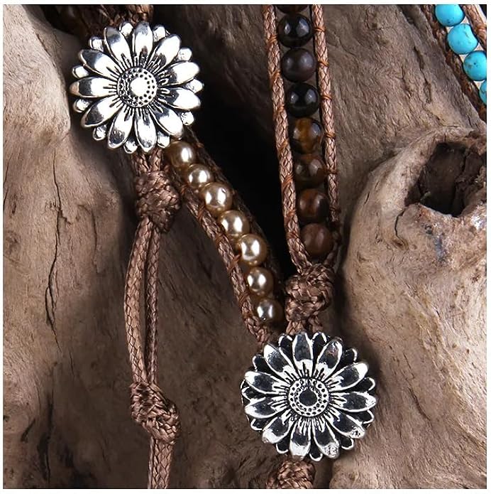 Women Wrap Bracelet Boho Natural Jasper Crystal Stone Beads Strand Bracelets
