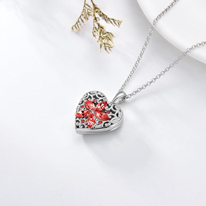 Dorunmo Personalized Locket Necklace 925 Sterling Silver that Holds Pictures Butterfly Birthstone Photo Heart Locket Custom Jewelry Congratulations New Beginnings New Job Gifts for Women