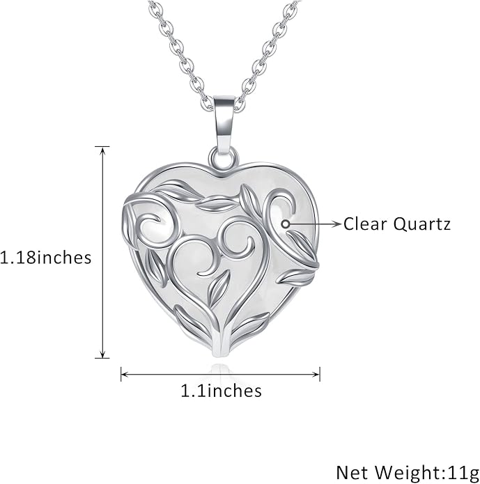 Jovivi Amethyst Rose Quartz Healing Crystal Necklace for Women Flower Leaf Wire Wrapped Crystal Heart Gemstone Pendant Necklace Natural Stone Reiki Quartz Jewelry Mothers Day Gifts