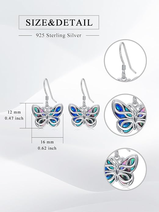 Midari Hummingbird/Butterfly/Lotus Earrings for Women 925 Sterling Silver Abalone Shell Animal Earrings Dangle for Women Abalon Moonstone Jewelry Gifts for Women Mom