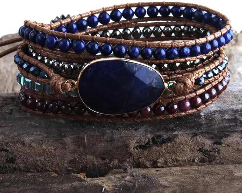 Women Wrap Bracelets Boho Natural Stone Jasper Turquoises Strand Bracelet Jewelry Collection