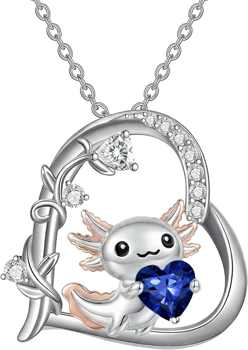 PELOVNY Teddy Bear Necklace for Women 925 Sterling Silver Bear/Highland Cow/Fox/Cat/Axolotl Birthstone Necklace Christmas Birthday Jewelry Gifts for Mom Daughter Wife Sister