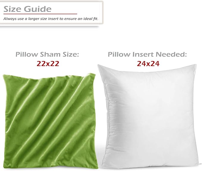 Nestl Throw Pillow Covers, Cozy Velvet Decorative Autumn Pillow Covers 22 x 22 Inches, Soft Solid Couch Pillow Covers for Sofa, Bed and Car, Set of 2 - Garden Green